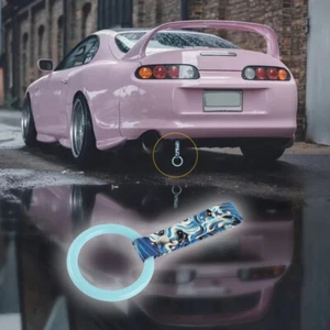 Light Blue Round JDM Ring Tsurikawa Train Bus Car Handle Strap -Blue Waves Nylon - Bild 1 von 8