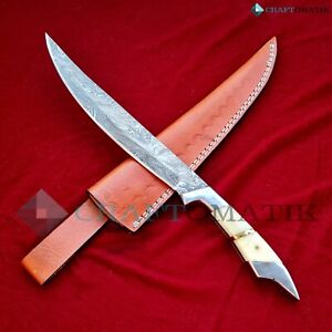 Damastmesser Jagdmesser | Elegant Damaszener Messer | Damast-Stahl Hunting Knife