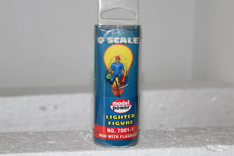 MODEL POWER  "0"   #7001-1 LIGHTED FIGURE PAINTED MAN WITH FLASHLIGHT - Image 1 of 1