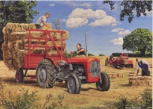 Tarjeta de cumpleaños escena agrícola Massey-Ferguson 35 tractor década de 1960 - Imagen 1 de 1