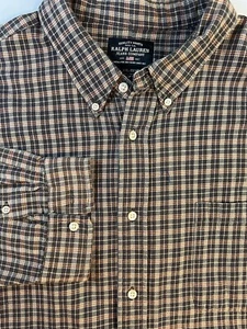 Camisa Ralph Lauren Jeans Company para hombre talla XXL etiqueta negra marrón botón a cuadros - Imagen 1 de 22