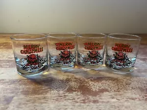 Vintage 1980 ZIGGY Tom Wilson Christmas Rock Glasses Tumblers Set 4 Christmess - Picture 1 of 4