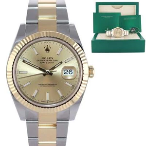 2022 MINT Rolex DateJust 41 126333 Two Tone Gold Champagne Stick Watch Box - Picture 1 of 7