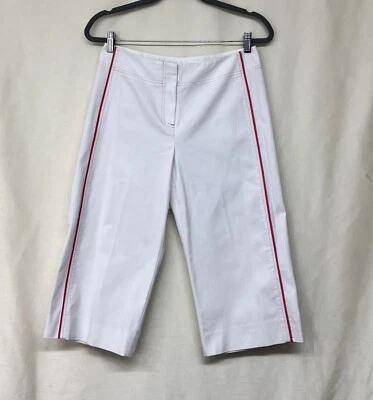 Pantalones capri Donna Degnan de colección Y2K blancos con detalles naranjas para mujer talla 8 hechos en EE. UU. Foto 1 de 4