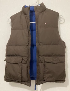 Tommy Hilfiger boy's puffer vest Reversible Brown Blue Size Small 6/7 - Picture 1 of 4