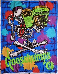 Goosebumps Vintage 1997 Curly The Skeleton RL Stine Parachute Press Fabric Panel - Picture 1 of 1