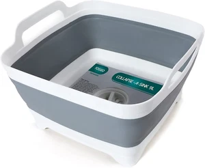 Lavabo plegable de 2,4 galones (9 L) con tapón de drenaje, ahorro de espacio multiuso plegable - Imagen 1 de 12