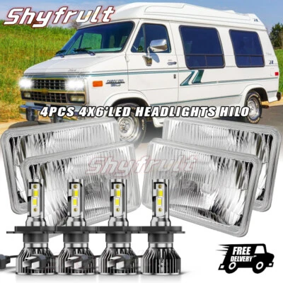 4pcs '' LED Headlights Hi/Lo For Chevrolet G10 G20 G30 1992-1995 - Image 1 of 4