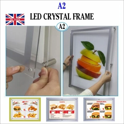 A2 Display Menu Board  Slim LED Illuminated Wall Mounted Crystal Poster Frame - Image 1 of 4