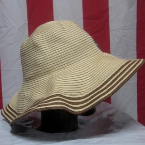 WAYAN Natural Wear boho wide-brim sun hat Caribbean crushable bucket w/ pin - Picture 1 of 4