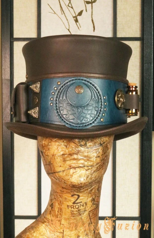 Ведьма кожи шляпа карманы алхимик стекла флаконы Sorcerer волшебник высоты шляпа - Изображение 1 из 3