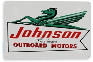 Signo de hojalata Johnson Sea-Horse motores fueraborda GG Lake Beach House B831 - Imagen 1 de 3