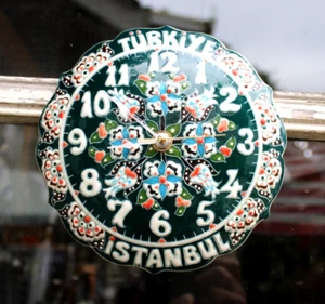 Instanbul Wall Clock Turkey 7” Diameter Porcelain Vintage w/Brand New Works - Picture 1 of 15