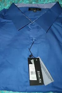 GALAXY MEN'S XL SLIM FIT LS BLUE DRESS SHIRT BUTTON DOWN NEW - Picture 1 of 4