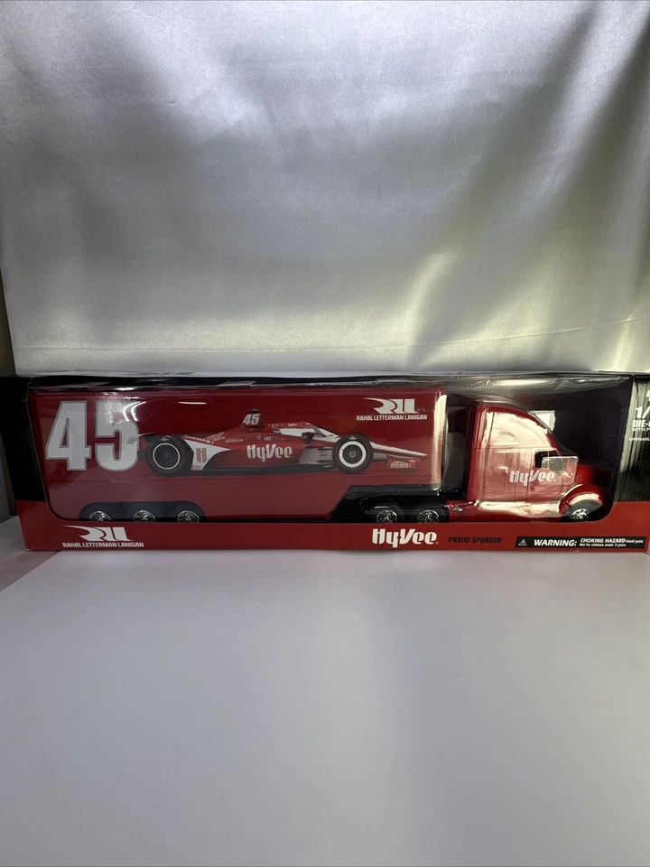 Indycar 1/32 Red Race Car Hauler Truck Jack Harvey #45 HyVee Metal - New - Image 1 of 1