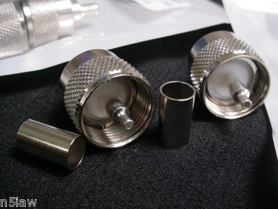 10 Silver-Teflon-Ni PL-259 Type Connectors Crimp/Crimp RG-8X, LMR-240, RG-59 - Image 1 of 2