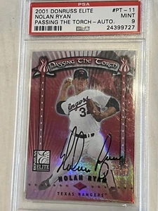 2001 Donruss Elite Nolan Ryan Passing The Torch Auto / 100 PSA 9 - Foto 1 di 3