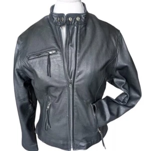Wilsons Leder Motorrad Jacke L schwarz Cafe Racer Biker Rockabilly Fransen EUC - Bild 1 von 17
