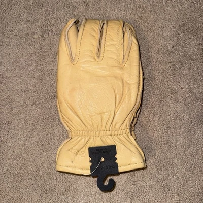 Wells Lamont Precurved Leather Work Gloves Size Medium Soft Lined Yellow/Beige - Image 1 of 4