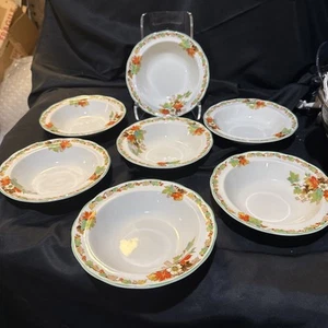 grindley england cream petal Autumn Set Of 7 Cereal Bowls 6 1/2 In - Picture 1 of 14