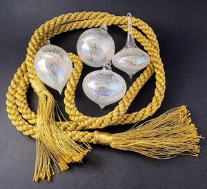 4 ~ Hand Blown Clear Iridescent Glass Christmas Ornaments Crystals Round Pendant - Picture 1 of 4