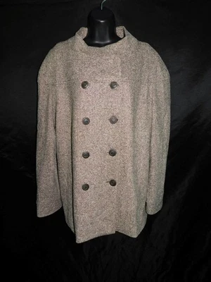 Chaqueta De Colección Neiman Marcus Talla 18 XL Marrón Lana Tweed Abrigo Doble Pecho EE. UU. Foto 1 de 4