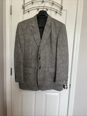 Towncraft Men’s Black/White Blend Silk Blazer 44L - Image 1 of 4