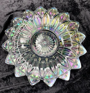 Vtg. (60s) Federal Glass Plate, Petal Pioneer Smoke Carnival (Iridescent), 11.5" - Picture 1 of 6