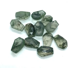 AAA Coffin Rose Cut Natural Moss Agate Loose Gemstone Making All Type Jewelry - Picture 1 of 5
