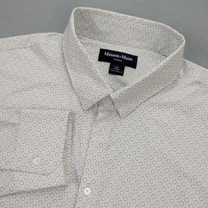 Mizzen+Main Leeward Shirt Mens XXL White Geometric Print Stretch Button Down - Picture 1 of 11
