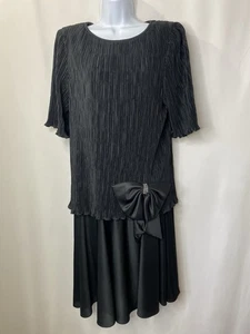 Vintage After Dark kleines schwarzes Damenkleid Größe 16 fallende Taille Flapper Mädchen - Bild 1 von 12