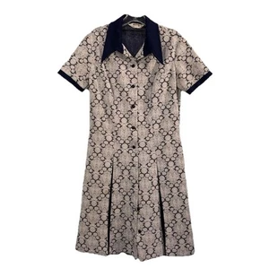 70s Vintage Dagger Collar Dress M/L 60s Mod  Short Sleeve Mini Scooter Dress - Picture 1 of 10