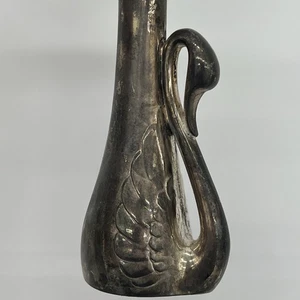 Vintage Silver Plated Swan Bud Vase Art Deco Design Weighted Bottom - Picture 1 of 8