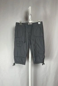 Charcoal Gray Cargo Utility Capri Lightweight Low Rise Bermudas Shorts Juniors 7 - Picture 1 of 12