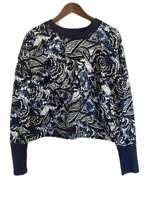 Moletom Joie Caleigh Multi Azul Floral & Paisley Abstrato Cropped Tamanho Grande - Imagem 1 de 4