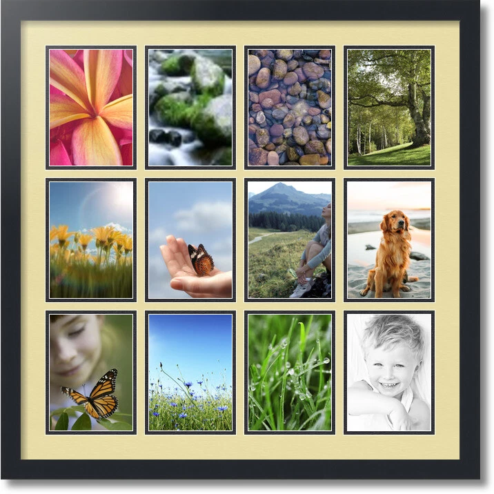 ArtToFrames Collage Mat Picture Photo Frame 12 5x7" Openings in Satin Black 229 - Image 1 of 1