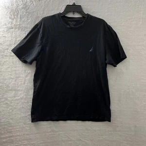 Nautica Sleepwear Shirt Adult Medium Black Crew Neck Short Sleeve Black - Picture 1 of 7