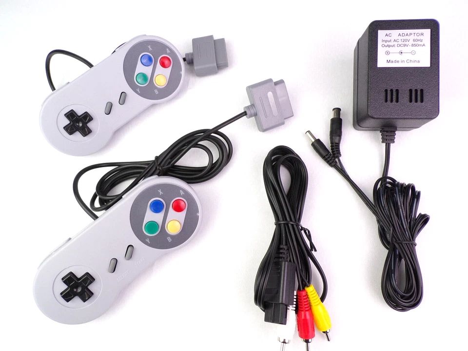 SNES Controller x2 + AV Cable + AC Power Adapter Cord Bundle for Super Nintendo - Image 1 of 4
