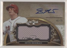 2013 Topps Triple Threads Unity Jumbo Relics Sepia /75 Devin Mesoraco Auto