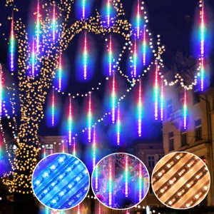 360° LED Solar Lights Rain Tree String Light Garden Party Outdoor - Picture 1 of 19