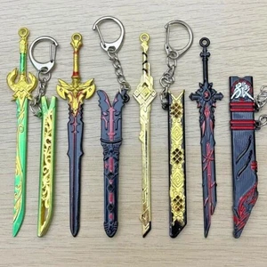 Premium Metal Genshin Impact Keyring Weapon Keychain Sword with Scabbard Gift UK - Foto 1 di 19
