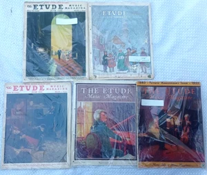 Vintage The Etude Music Magazine Lot Of 5 Rare Music Magazines FREE Shipping - Picture 1 of 6