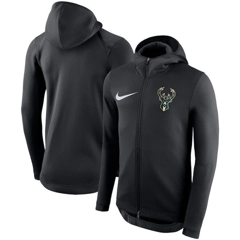 New Milwaukee Bucks Nike Therma Flex Showtime On Court Bench Hoodie Men's Medium Cover