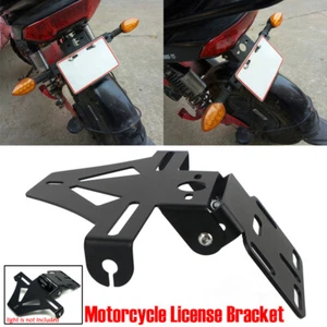 Universal  Motorcycle License Number Plate Holder Mount Bracket Adjusted Metal - Picture 1 of 12