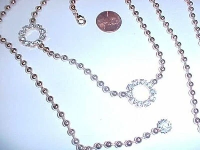 CINTURÓN CADENA BOLA 3 CÍRCULOS DIAMANTES DE IMITACIÓN CHAPADO EN ORO G463 Foto 1 de 3