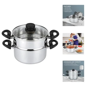 3 Piece Premium Heavy Duty Stainless Steel Steamer Pot Set Includes 3 Quart C... - Picture 1 of 10