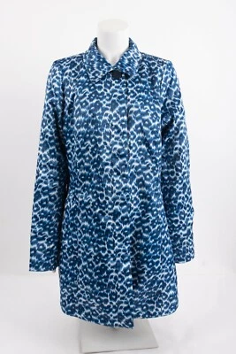 Trench coat de lluvia reversible Dennis Basso azul a estampado de leopardo talla M  Foto 1 de 4