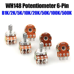WH148 Potentiometer Linear Variable Resistor B1K-500K 6 Pin Handle length 15mm - Picture 1 of 16