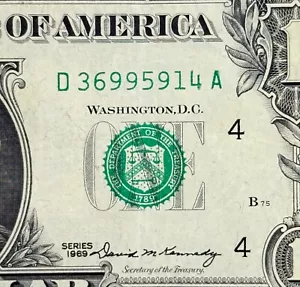 1969 Dollar David Kennedy Dollar 1969 Fancy Serial Number Dollar - Bild 1 von 3