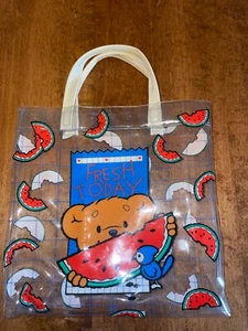 Vintage Sanrio durchsichtige Vinyl Plastik Tragetasche 1986 Teddybär & Wassermelone Handtasche - Bild 1 von 6